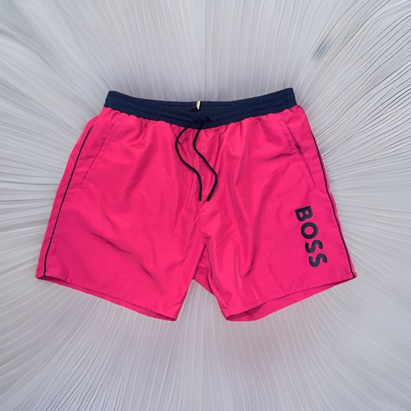 HUGO BOSS Men Vibe W/Unique Intricate Pattern Quick Dry Mesh Lining Swim Trunks - Picture 15 of 16